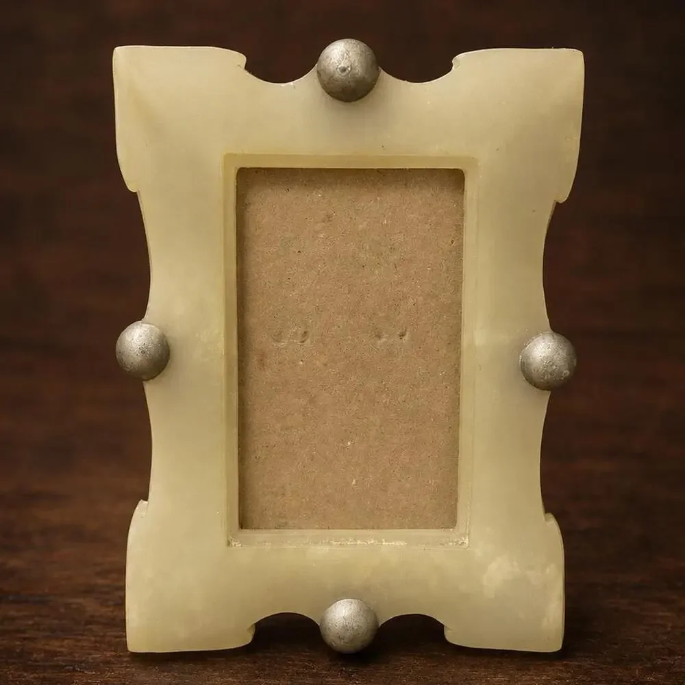 Pistachio Green Resin Picture Frame Silver Accent Tabletop Mini